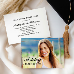 Elegant Name Script Photo Graduation Party Invitation
