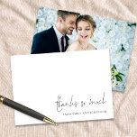 Elegant Name Script Photo Wedding Thank You  Card<br><div class="desc">Elegant Name Script Photo Wedding Thank You. With lots of white space so you can handwrite your own special message upon receipt.  With an elegant handwriting style for Thanks So Much and easily personalise your names and replace the sample image on the back with your own.</div>
