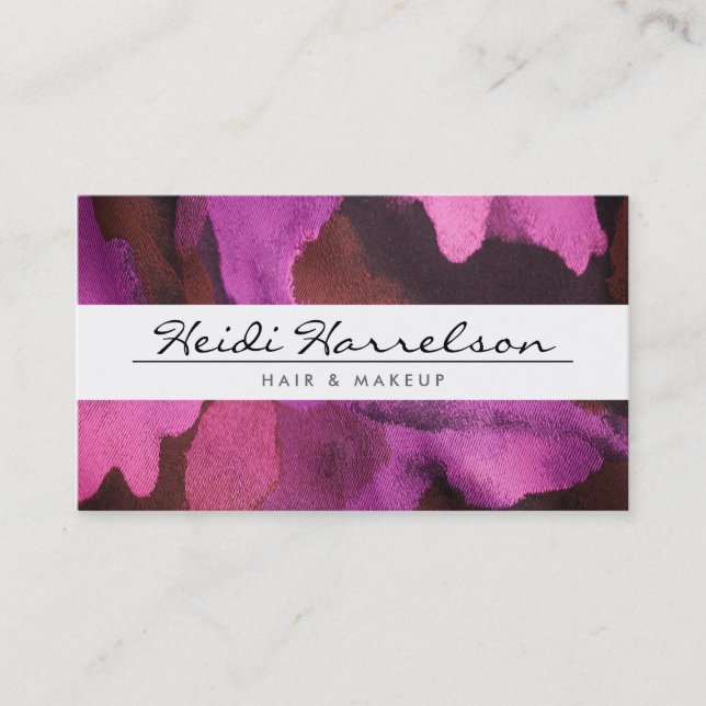 ELEGANT NAME with PINK FLORAL FABRIC Business Card (Front)