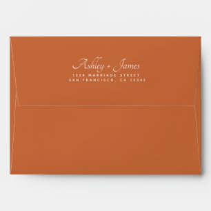 Elegant Names Burnt Orange Wedding Return Address Envelope