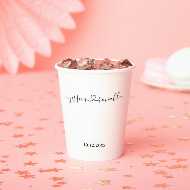 Elegant Names Connected With Love Custom Wedding Paper Cups (Insitu)