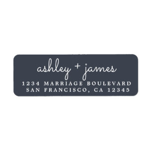 Elegant Names Dark Blue Wedding Return Address