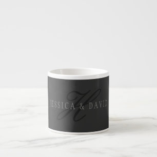 Elegant Names & Monogram   Dark & Light Greys Espresso Cup