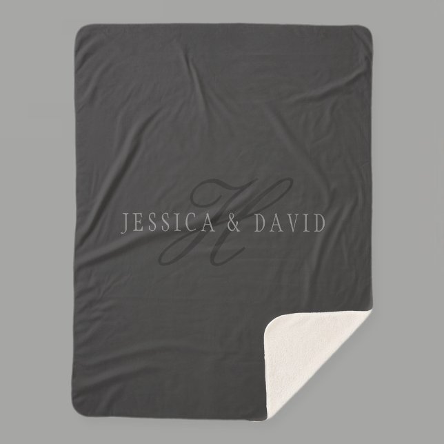 Elegant Names & Monogram | Dark & Light Greys Sherpa Blanket (Creator Uploaded)