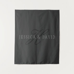 Elegant Names & Monogram Dark & Light Greys Tapestry