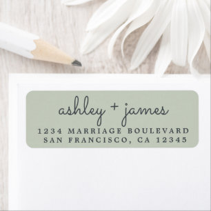 Elegant Names Pastel Green Wedding Return Address