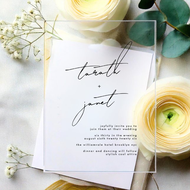 Elegant NAMES | Stylish Black & White Wedding Acrylic Invitations (Creator Uploaded)