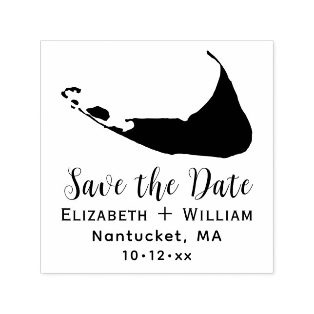 Elegant Nantucket Map Wedding Save the Date Self-inking Stamp (Design)