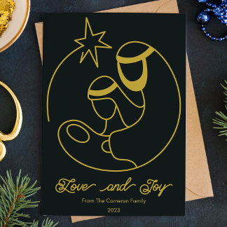 Elegant Nativity Religious Christmas Flat Holiday Card