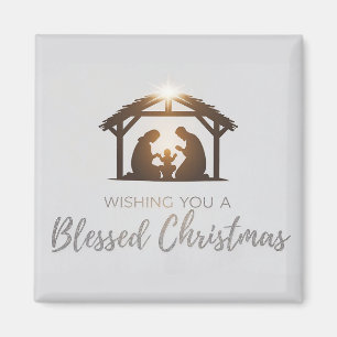 Elegant Nativity Scene Christmas Card  Magnet