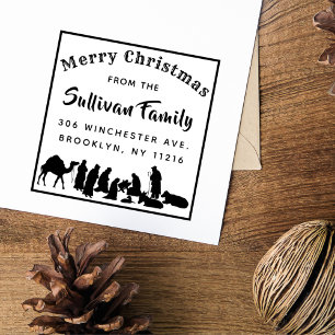 Elegant Nativity Scene Christmas Return Address Self-inking Stamp
