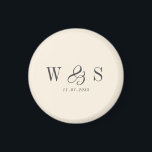Elegant natural cream initial wedding couples magnet<br><div class="desc">Elegant natural cream initial wedding couple</div>
