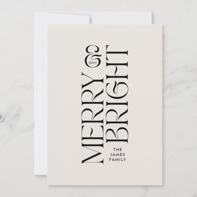 Elegant natural foliage modern minimal typography holiday card (Front)