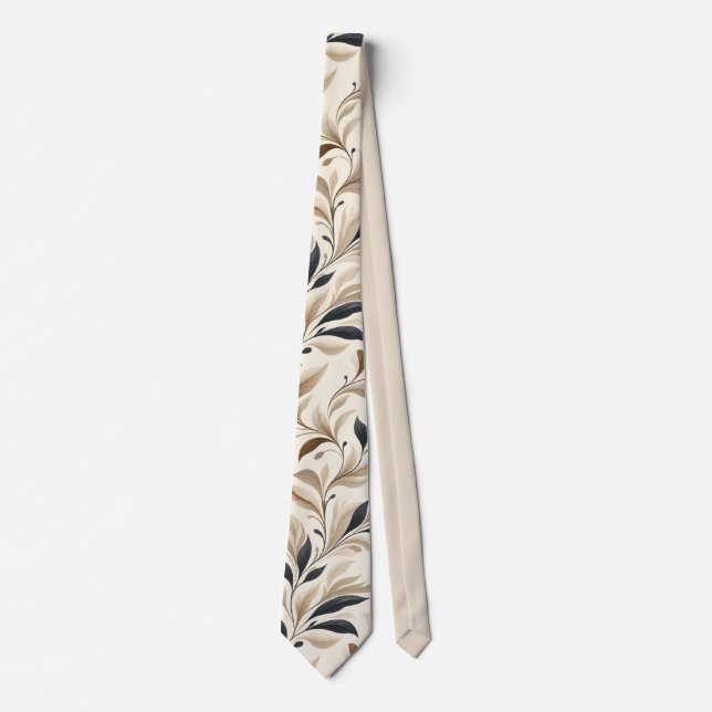 Elegant Natural Leaf Pattern Classic Tie (Front)