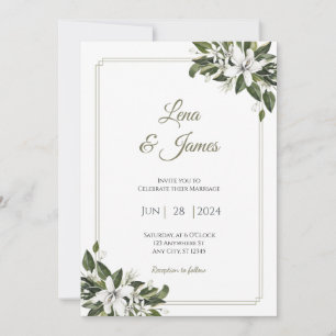 Elegant & Natural White Floral and Botanical Invitation