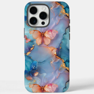 Elegant Nature Boho Marble Butterfly iPhone 16 Pro Max Case