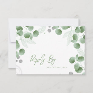 Elegant Nature Inspired Green Eucalyptus Wedding RSVP Card