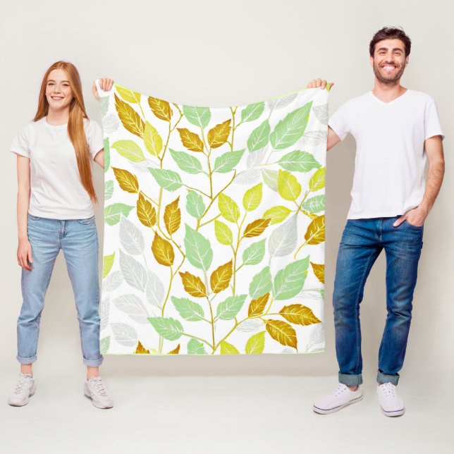 Elegant Nature-Inspired Leaf Design Fleece Blanket (In Situ)