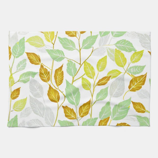 Elegant Nature-Inspired Leaf Design Kitchen Towel (Horizontal)