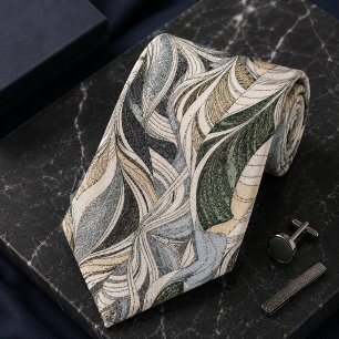 Elegant Nature-Inspired Vintage Botanical Abstract Tie