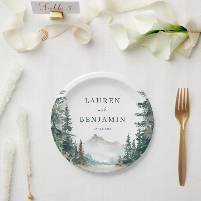 Elegant Nature-Inspired Wedding Invitation Paper Plate (Wedding)