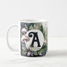 Elegant Nature Mushroom Choose Your Initial