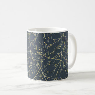 Elegant Nature Twigs and Branches Pattern Blue Coffee Mug