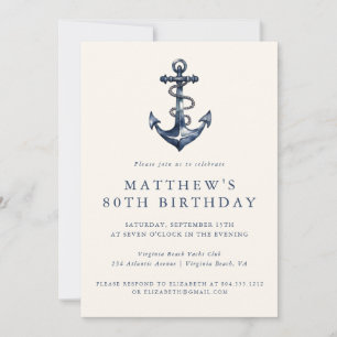 Elegant Nautical Anchor Adult Party Invitation 
