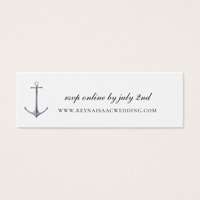 Elegant Nautical Ancre Site Mariage RSVP (Devant)