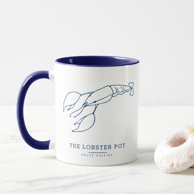 Elegant Nautical Blue Lobster / Seafood Restaurant Mug (With Donut)