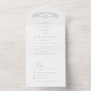 Elegant Nautical botanical crest monogram wedding All In One Invitation