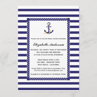 Elegant Nautical Bridal Shower Invitation