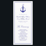 Elegant Nautical Clean Wedding Program Rack Cards<br><div class="desc">Customize this beautiful stylish elegant clean and simple monogram white nautical Wedding Program Rack Card. Modern crisp design with blue text and anchor image. All the elements are flexible and can be moved around,  resized or removed.</div>