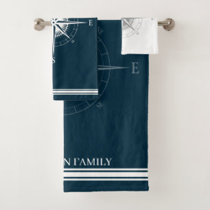 Elegant Nautical Compass Bath Towel Set