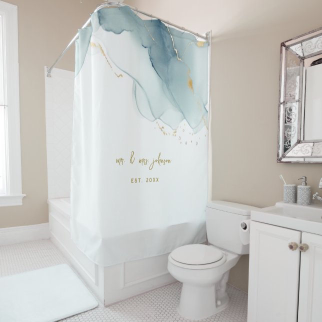 Elegant Nautical Dusty Blue Gold Couple Wedding (In Situ)