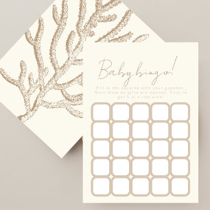 Elegant Nautical Natural Baby Shower Bingo Game Advice Card