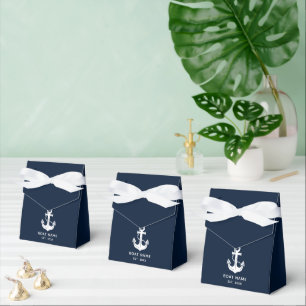 Elegant Nautical Navy Blue Anchor Favor Box
