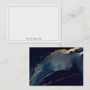 Elegant Nautical Navy Blue Gold Beach Couple Card