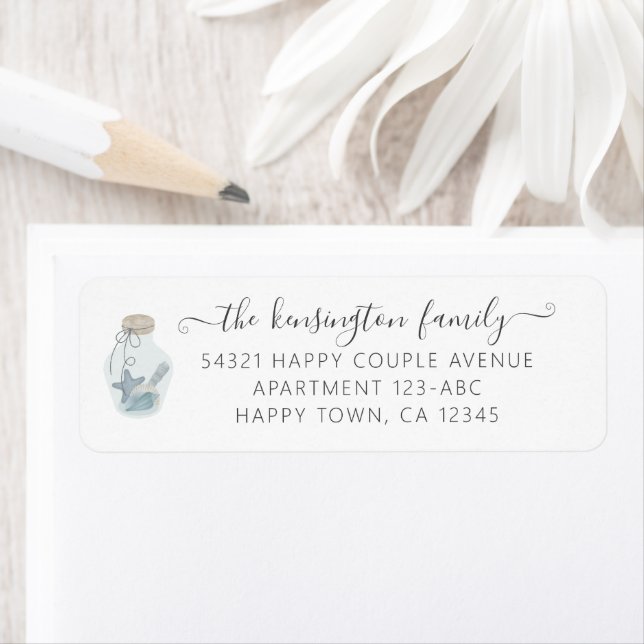 Elegant Nautical Seashell Modern Wedding Label (Insitu)