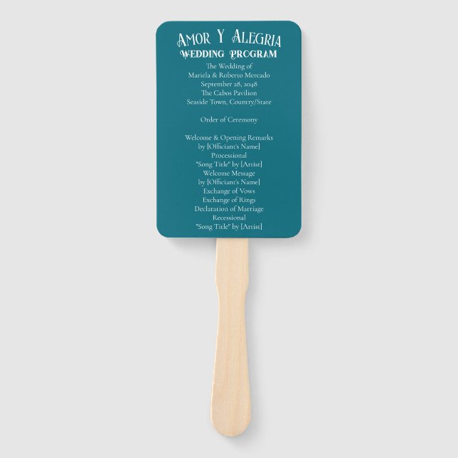 Elegant Nautical Striped Wedding -Navy Blue, White Hand Fan (Front)