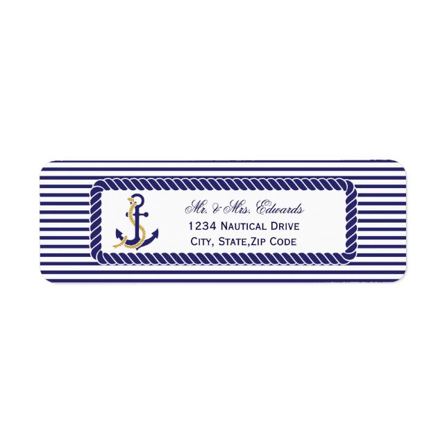 Elegant Nautical Wedding Navy Stripes (Front)
