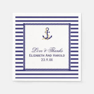Elegant Nautical Wedding Navy Stripes Napkin