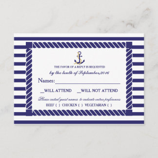 Elegant Nautical Wedding RSVP Card
