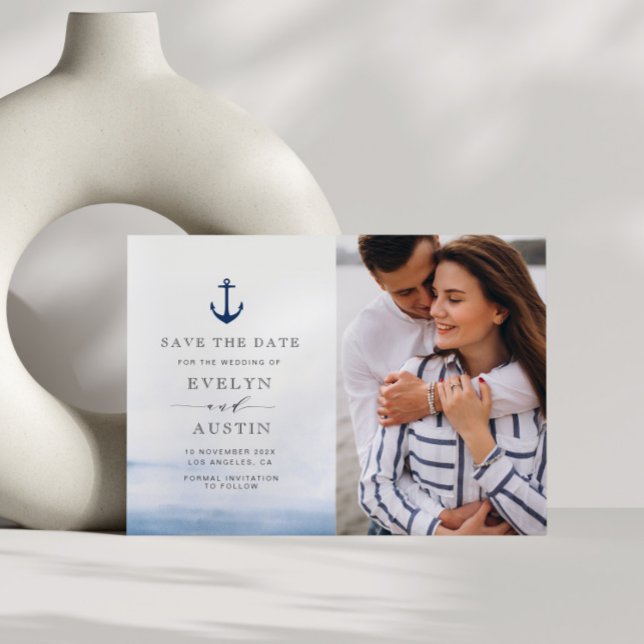 elegant nautical wedding save the date postcard (Creator Uploaded)