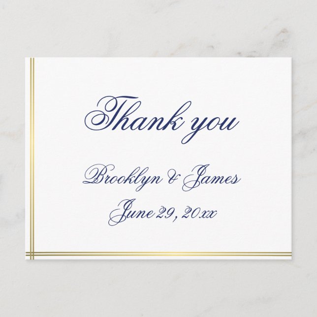 Elegant Nautical Wedding Thank You Postcards (Front)