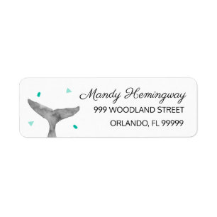 Elegant Nautical Whale Fluke Illustration Address