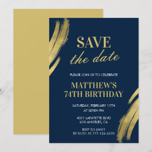 Elegant Navy 74th birthday Save the date  Invitation