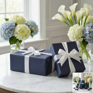 Elegant Navy 80th Birthday Wrapping Paper