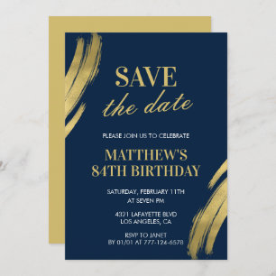 Elegant Navy 84th birthday Save the date  Invitation