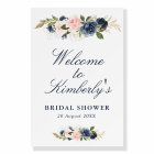 elegant navy and blush bridal shower welcome sign